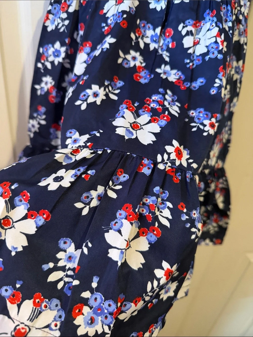 Janie and Jack Navy Floral Flutter Sleeve Ruffle Sundress. Lined Size 5